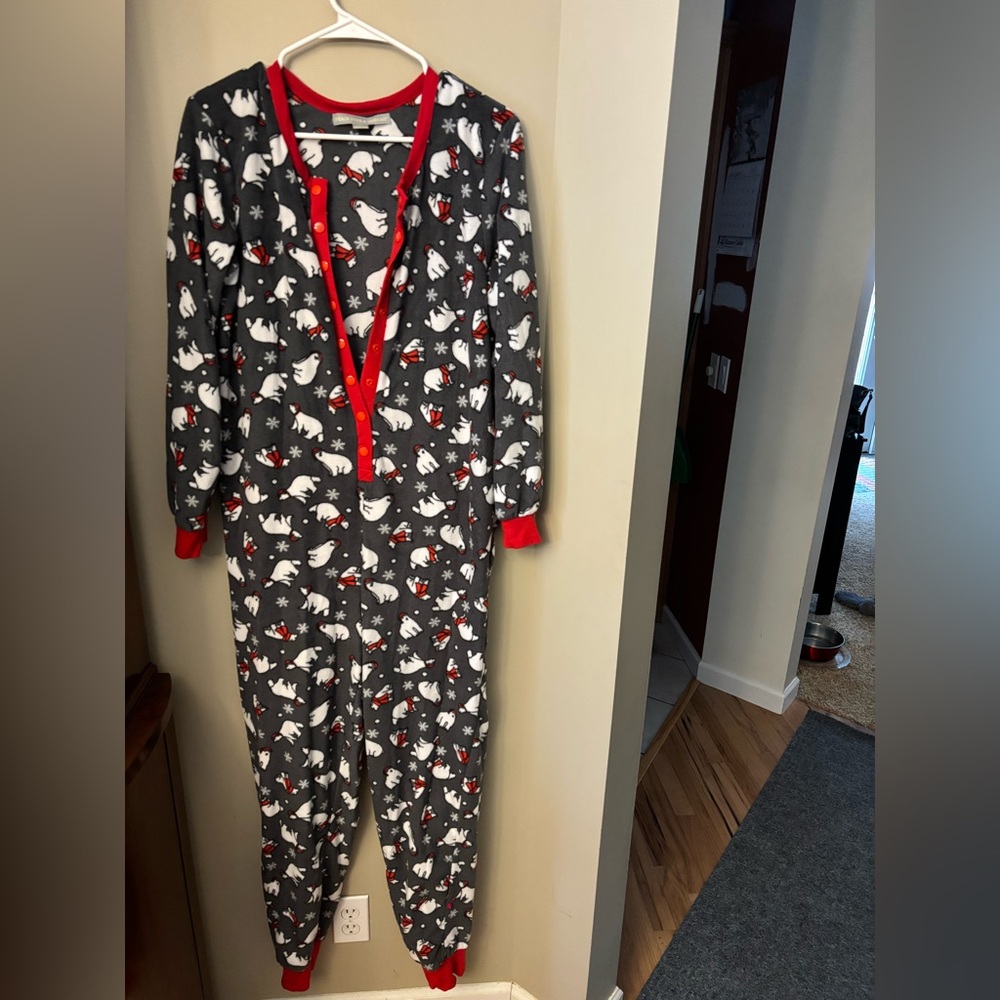 Cozy Gray Onesie with Red Accents